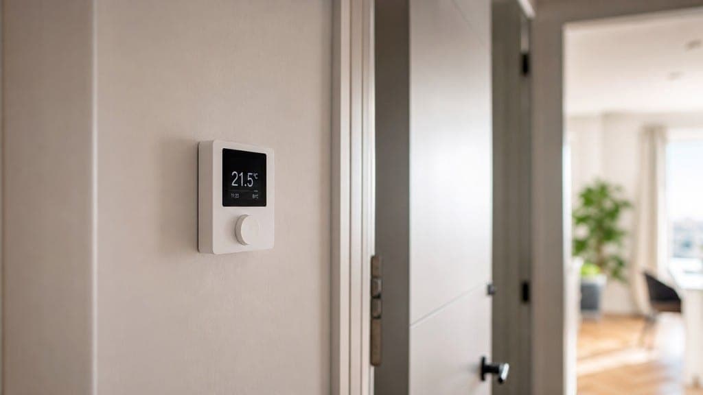 Termostato digital de pared en vivienda reformada